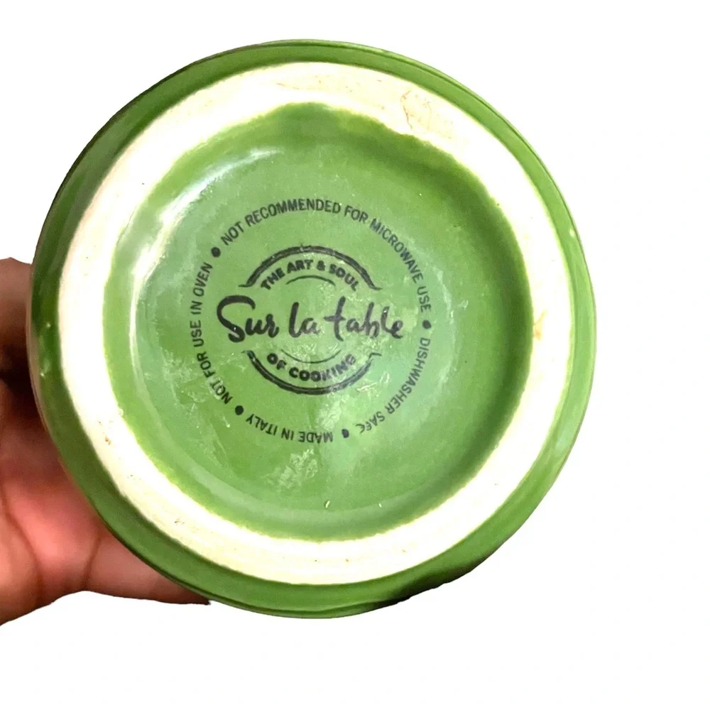 Sur La Table (2) Green Ceramic Cups Made in Italy Set of Two